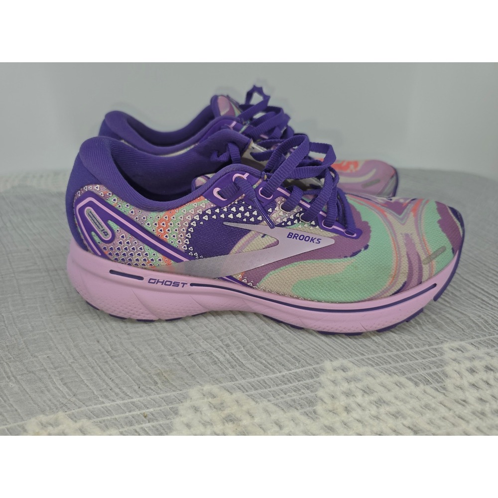 Brooks Ghost 14 Running Shoes Womens 8 Purple Unity Together Swirl 1203561B524 - Picture 3 of 10